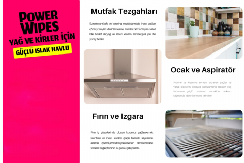 1X50 Yaprak - Power Wipes Yağ ve Kirler İçin Güçlü Islak Havlu