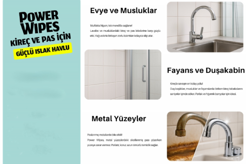 Power Wipes Kireç ve Pas İçin Güçlü Islak Havlu